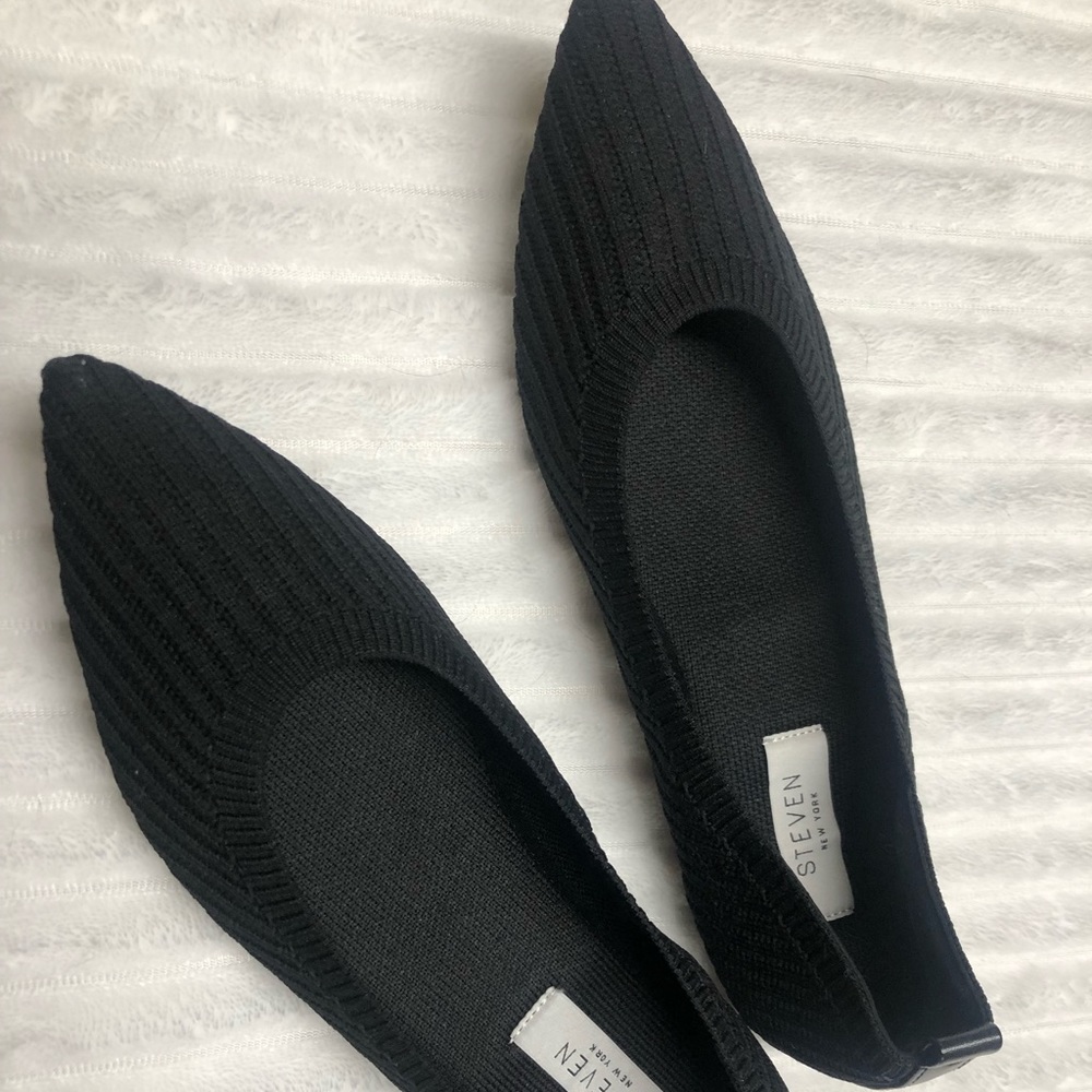 Steven New York by Steve Madden woven black flats.